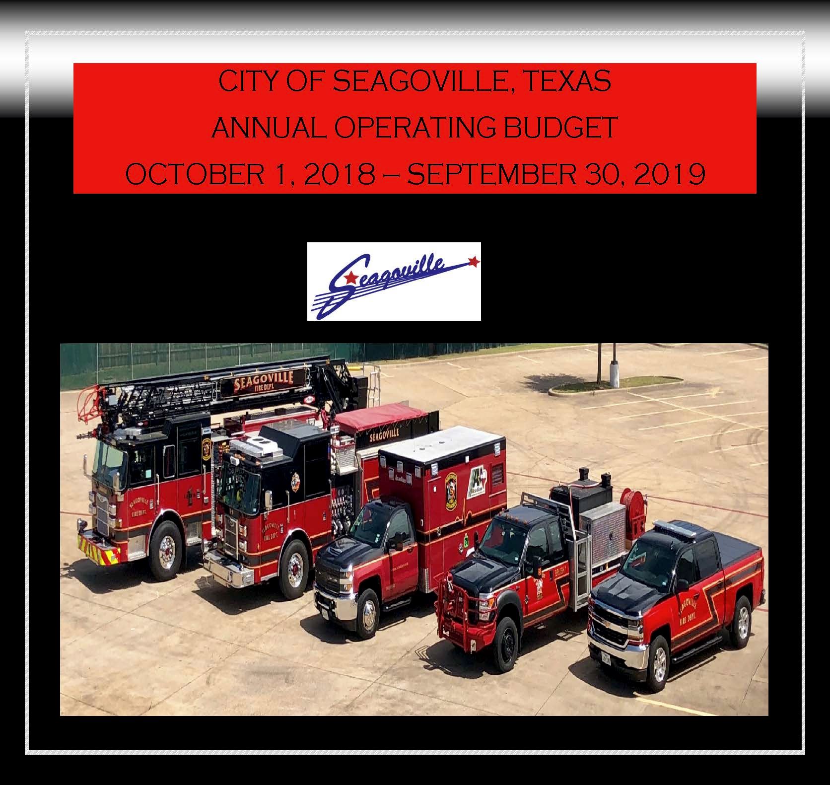 CITY OF SEAGOVILLE Budget Cover