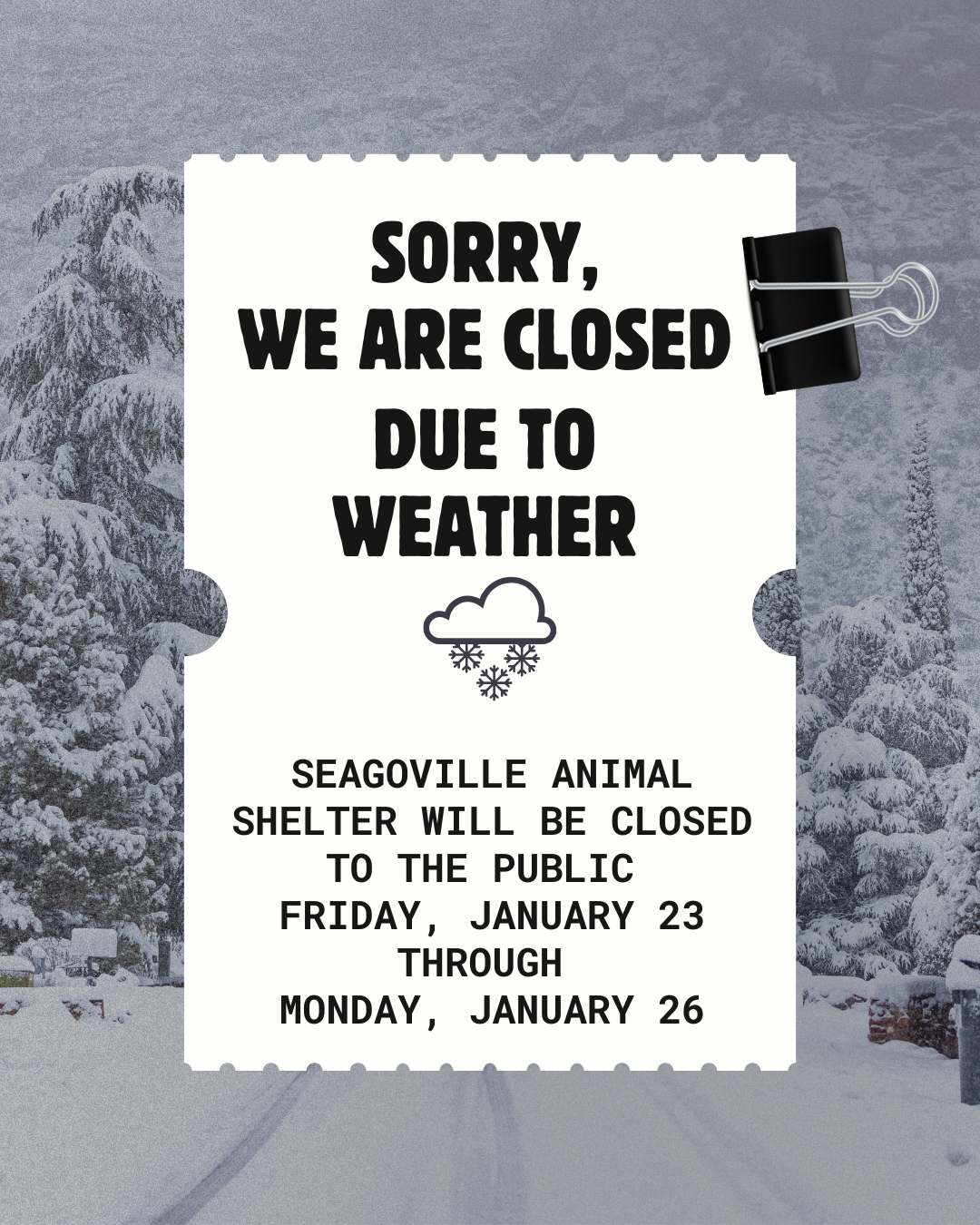 Animal Shelter Closed